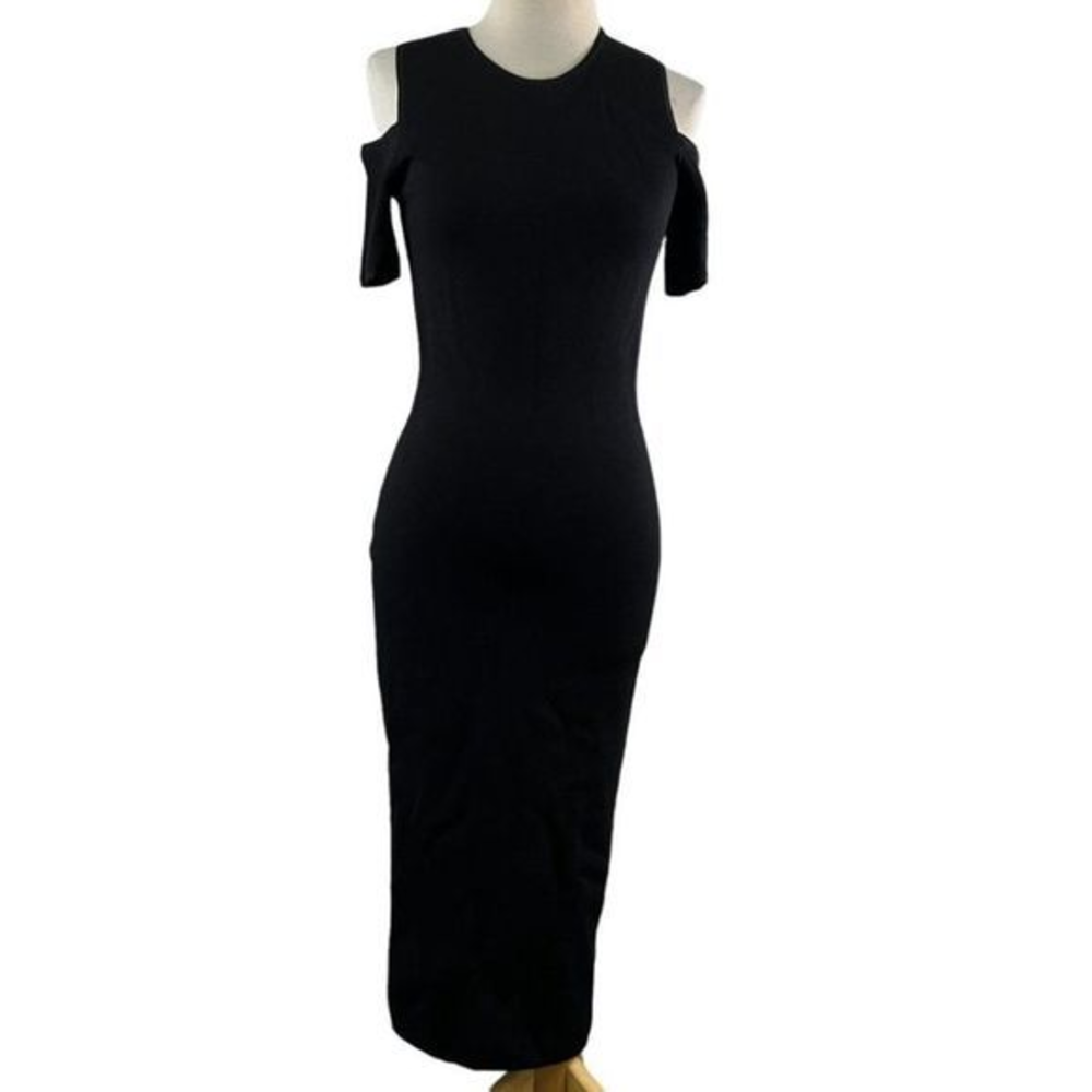 MICHAEL‎ KORS Black Body Con Peak-A-Boo Shoulder Dress (S)